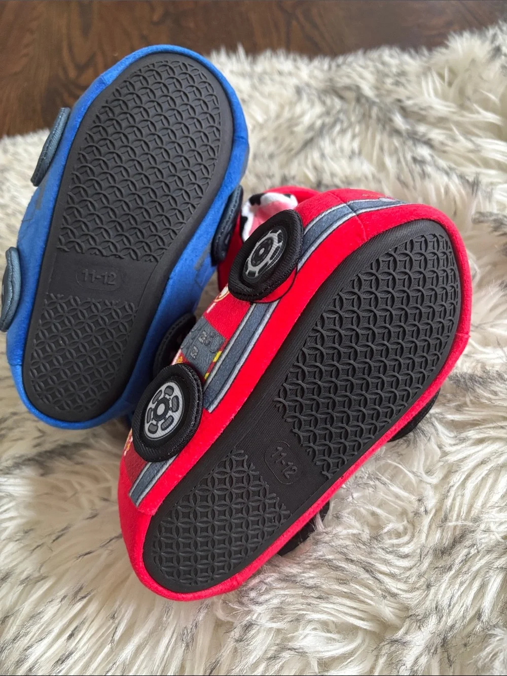 NWT Paw Patrol Chase (Blue) & Marshall (Red) Toddler Slippers Size 11-12
